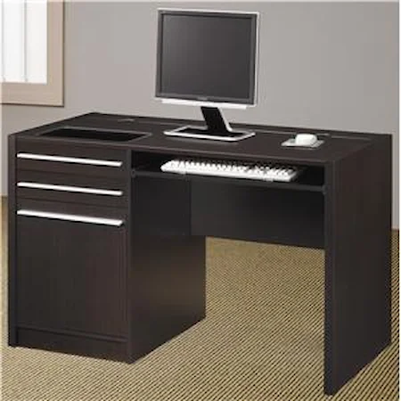 Contemporary Single Pedestal Computer Desk with Charging Station